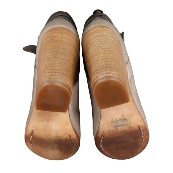 Rag & Bone Shoes Womens 35 Bootie Harrow Stacked Heel Cap Toe Leather Strap Gray - Picture 14 of 16